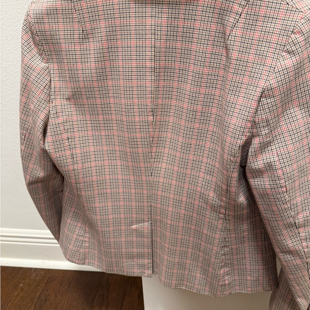 Banana Republic Pink and Gray Plaid Blazer
